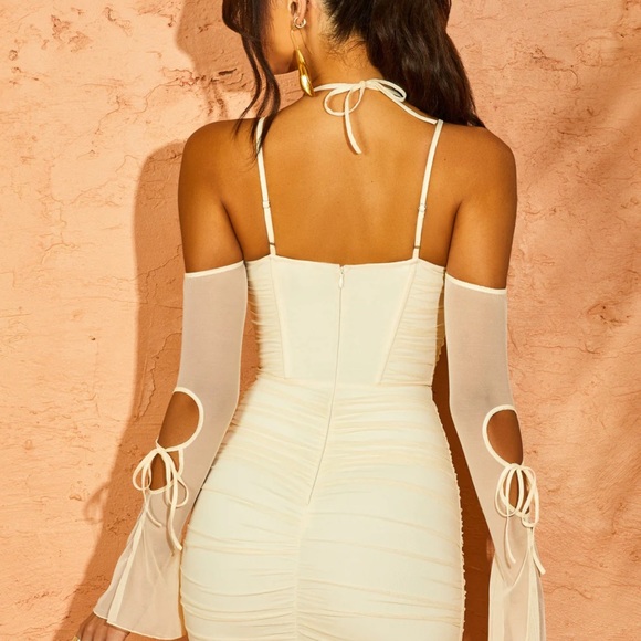 Off The Shoulder Mini Dress in Ivory - Picture 2 of 4
